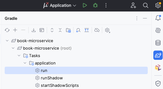 Screenshot of IntelliJ showing the Gradle ‘run’ task