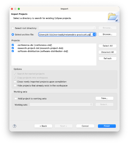 Import projects wizard