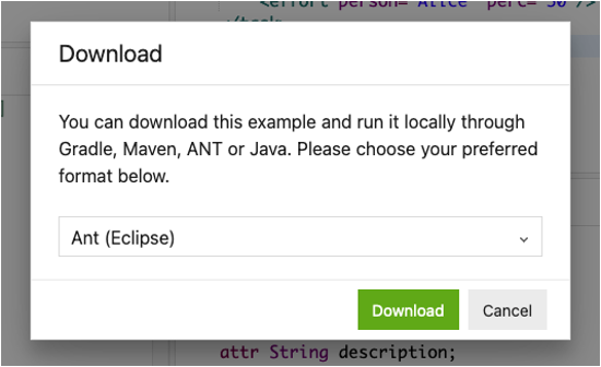 “Download” dialog in the Epsilon Playground