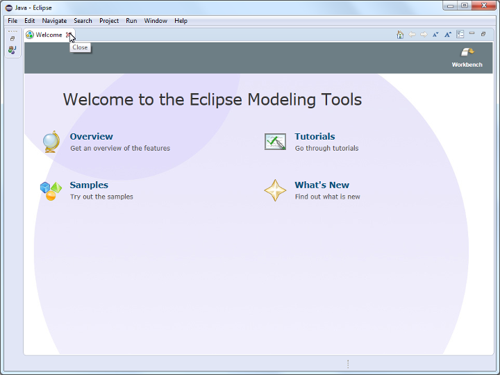 Closing the welcome view